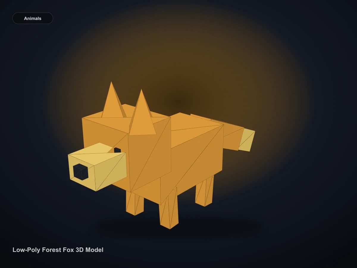Low-Poly Forest Fox 3D Model rendered from the downloadable GLB geometry